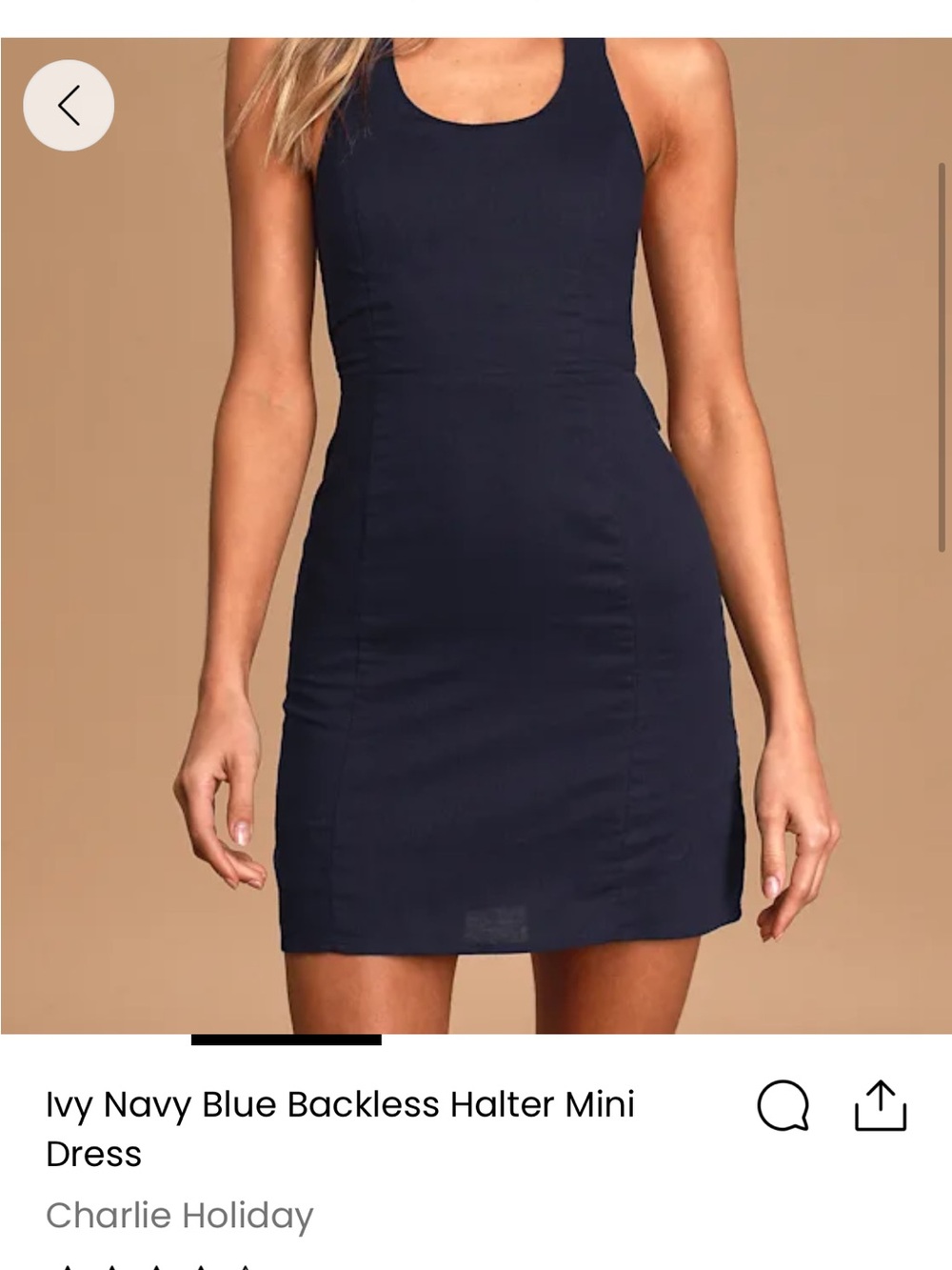 Lulus Charlie Holiday Ivy Navy Blue Backless Halter Mini Dress